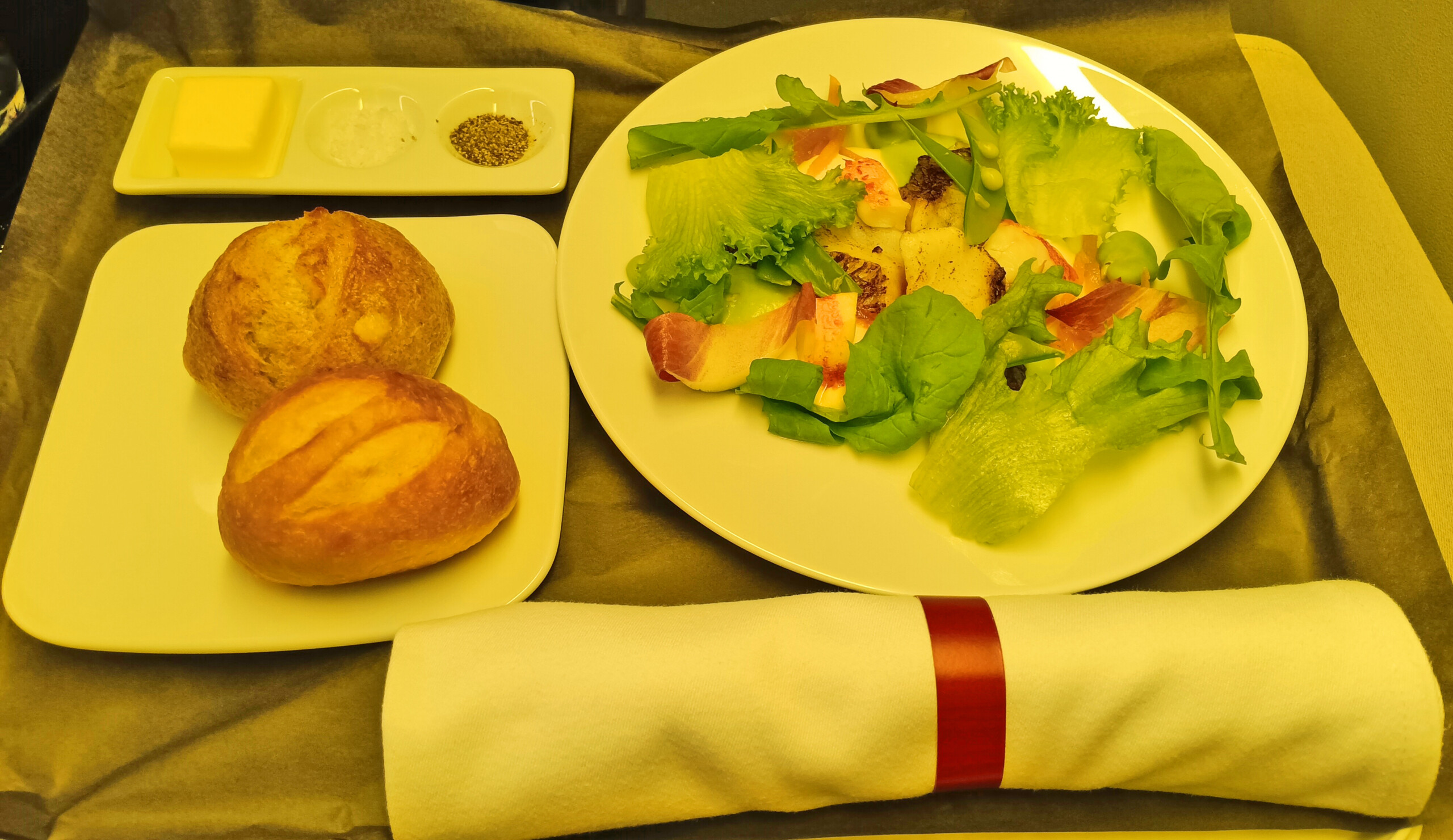 Spring bean salad with sea bream & spiny lobster