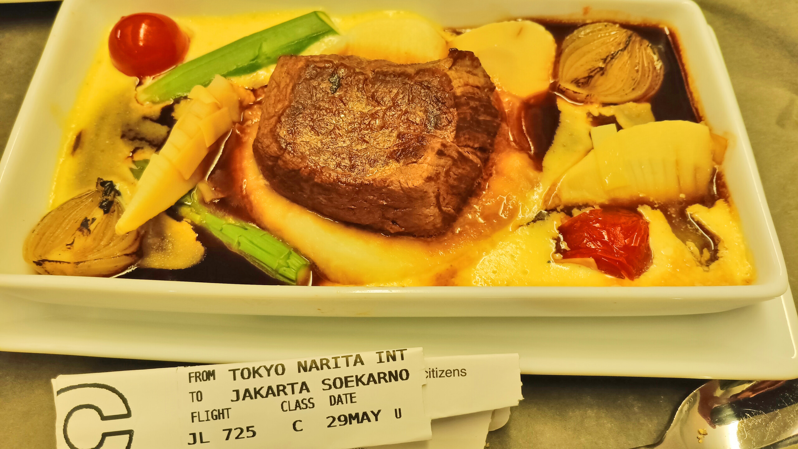 MEAT (beef fillet with red wine & wasabi sauce)
