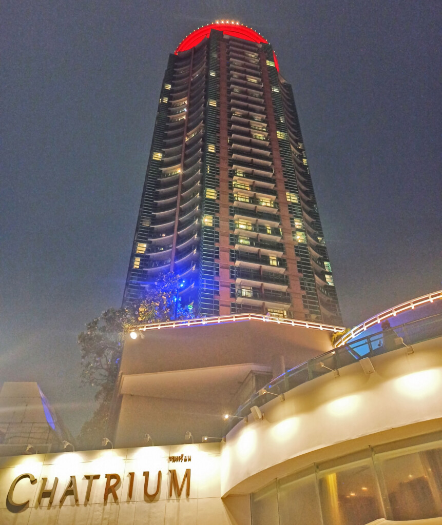 Nighttime hotel exterior